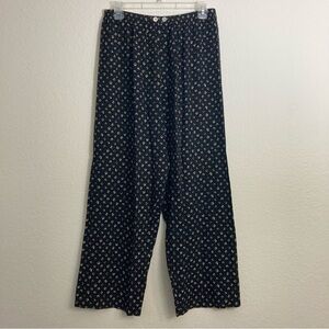 Vintage Blue Cropped Floral Pants - Black - Size XL